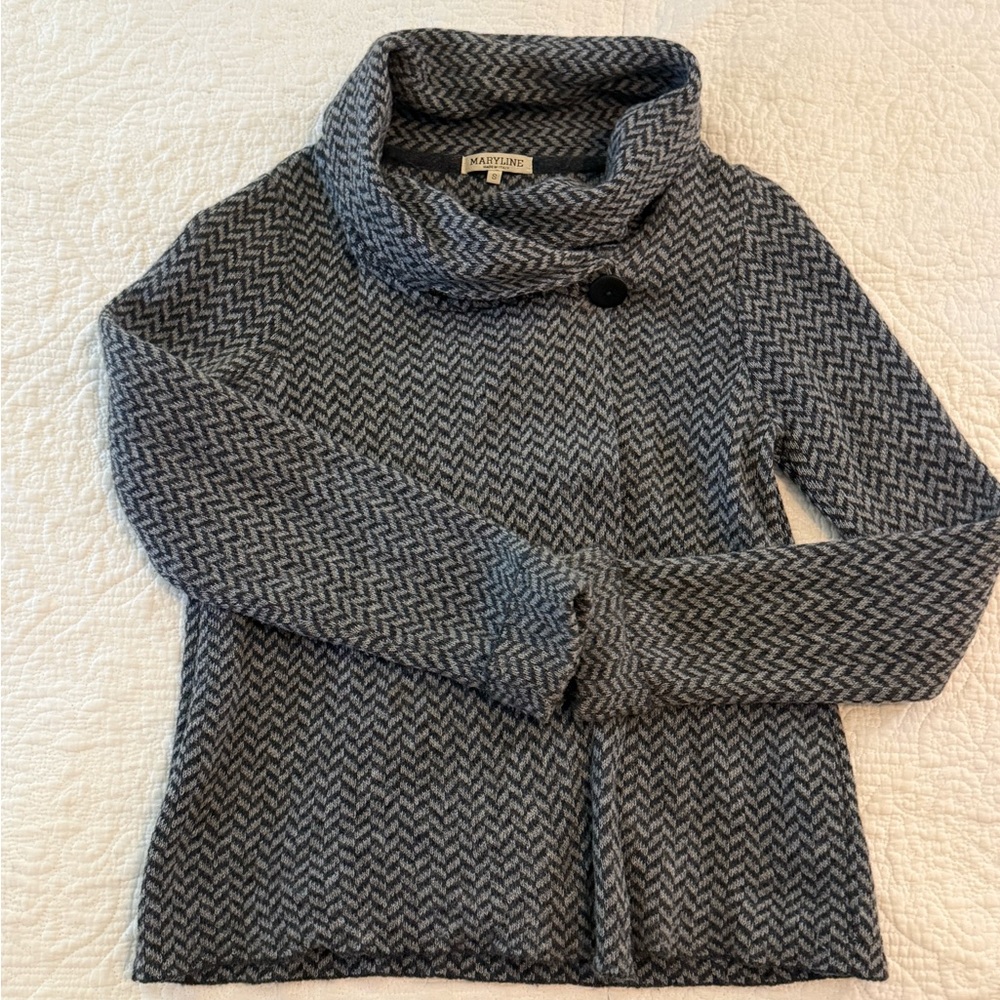 Maryline Charcoal Zigzag Cowl Neck Sweater
